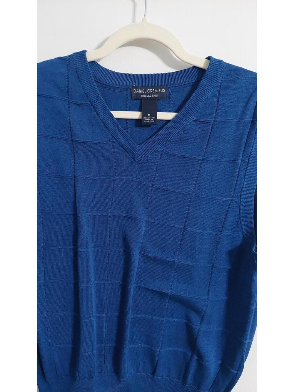 Daniel Cremieux Collection Men's Blue Cotton V-Neck Sweater Vest Size M